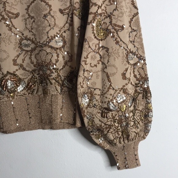 Jonathan simkhai pullover sweater with golden embellishments puffy sleeves Small - Picture 3 of 15